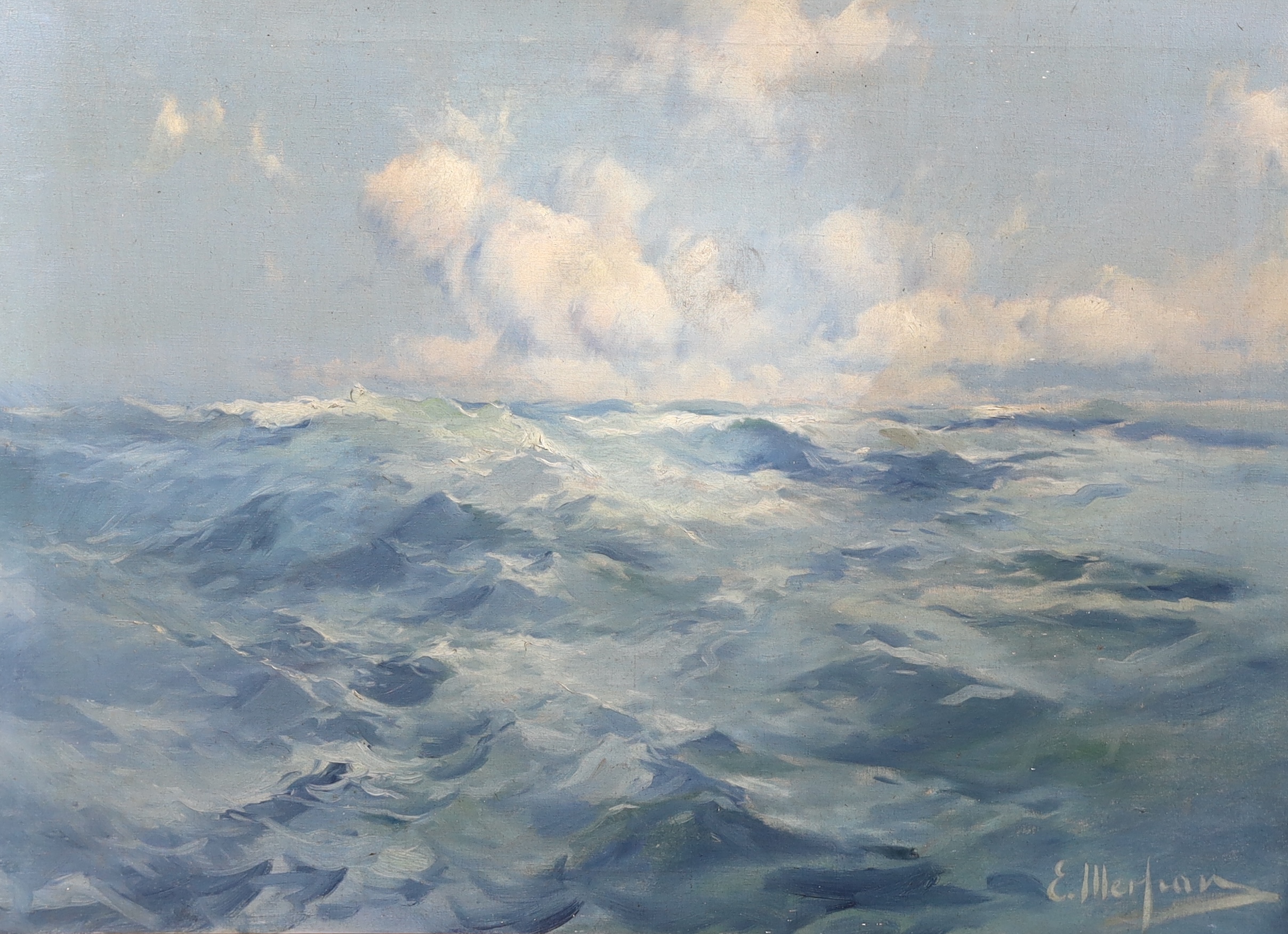 Eliseu Meifrèn i Roig (Spanish, 1859-1940), 'A study of the sea', oil on canvas, 54 x 74cm